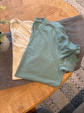 Sonoma Crew Neck Tee Pair in Sage and Cream